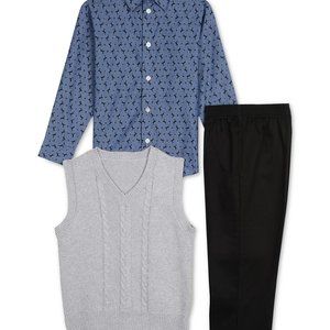 TFW Boys 3-Pc. Sweater Vest, Shirt & Pant Set